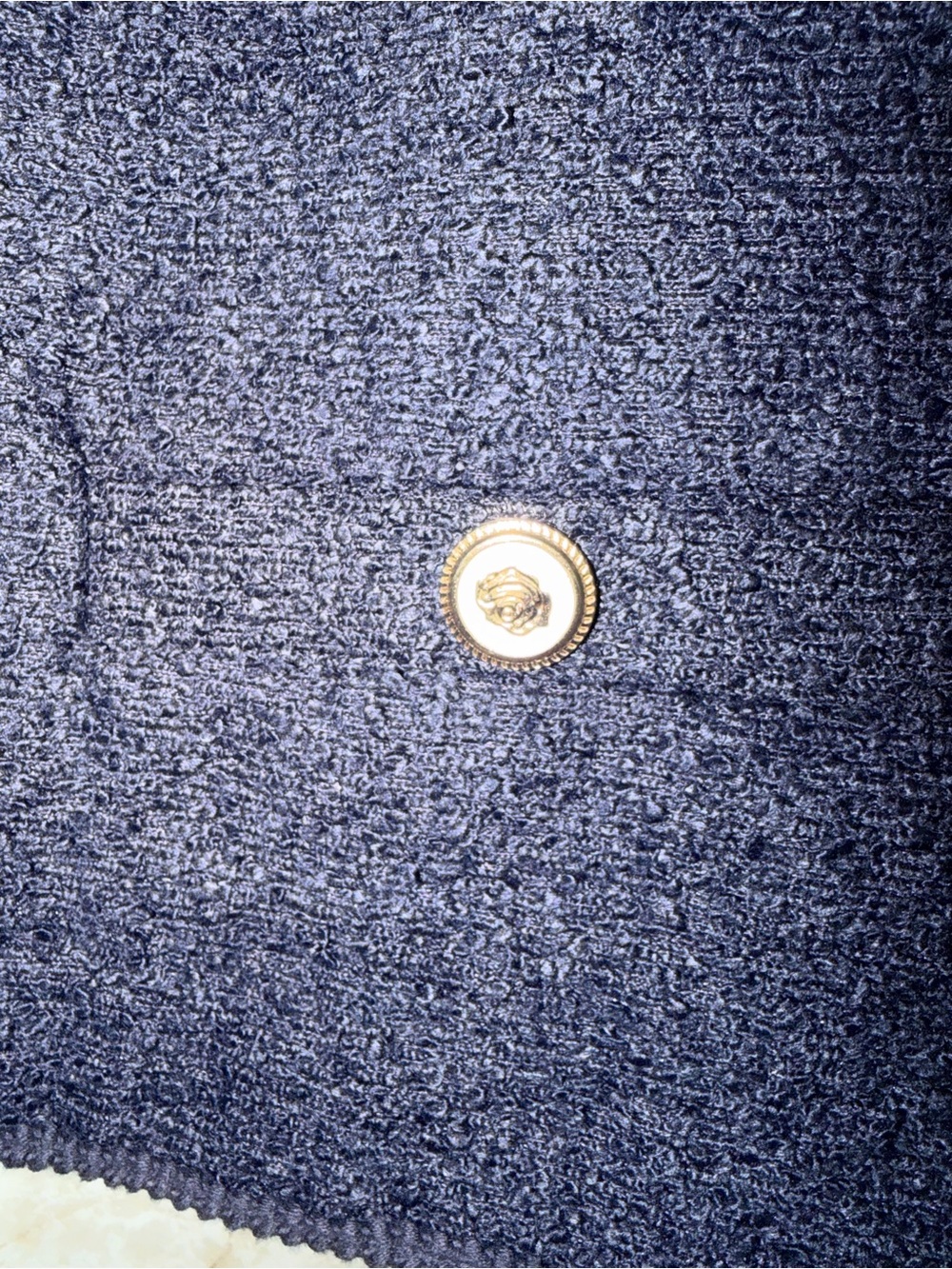 Navy Bouclé Button-Front Jacket - Picture 4 of 4